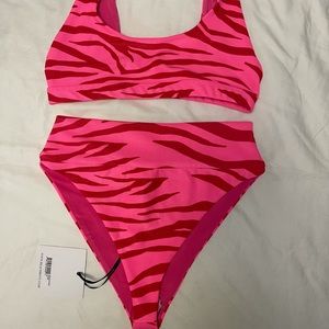 New beach riot bikini size medium pink tiger stripe